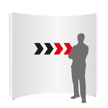 Textilfaltwand | 3 x 3 Felder gebogen | einseitig bedruckt