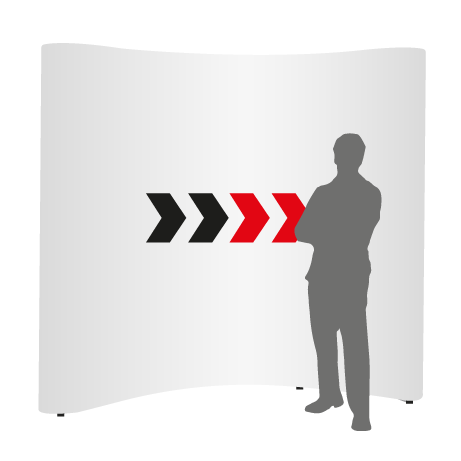 Pop-Up Faltwand | 3 x 3 Felder gebogen | einseitig bedruckt